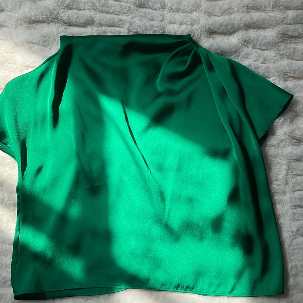 Green satin top